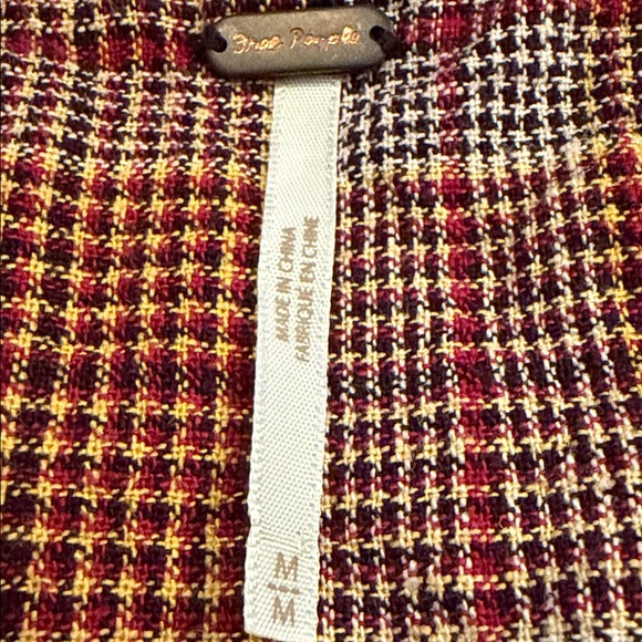Free People Linen Blend Slouchy Simply Plaid Blazer Size Medium - Picture 7 of 8